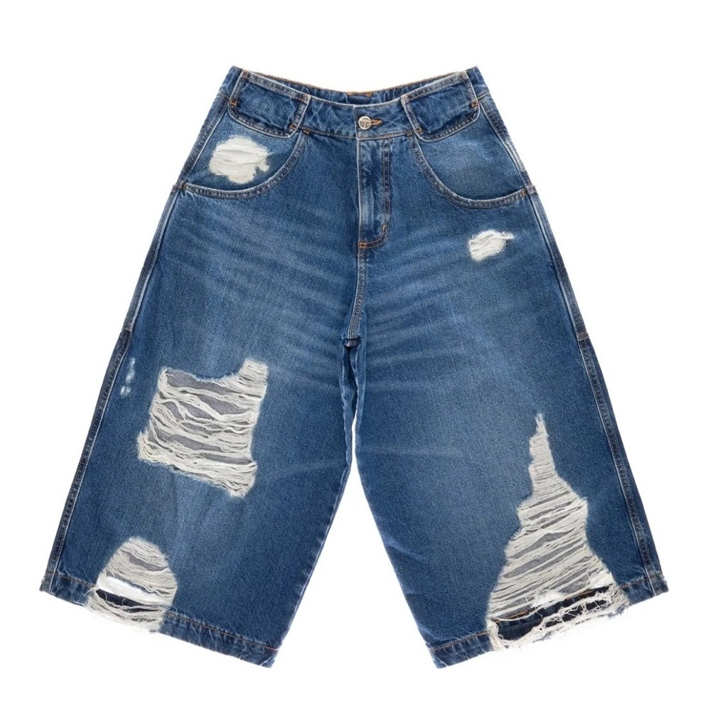 Telfar Barrel Baggy Jean Short Distressed Womens size 31 Grungecore Indie Sleaze